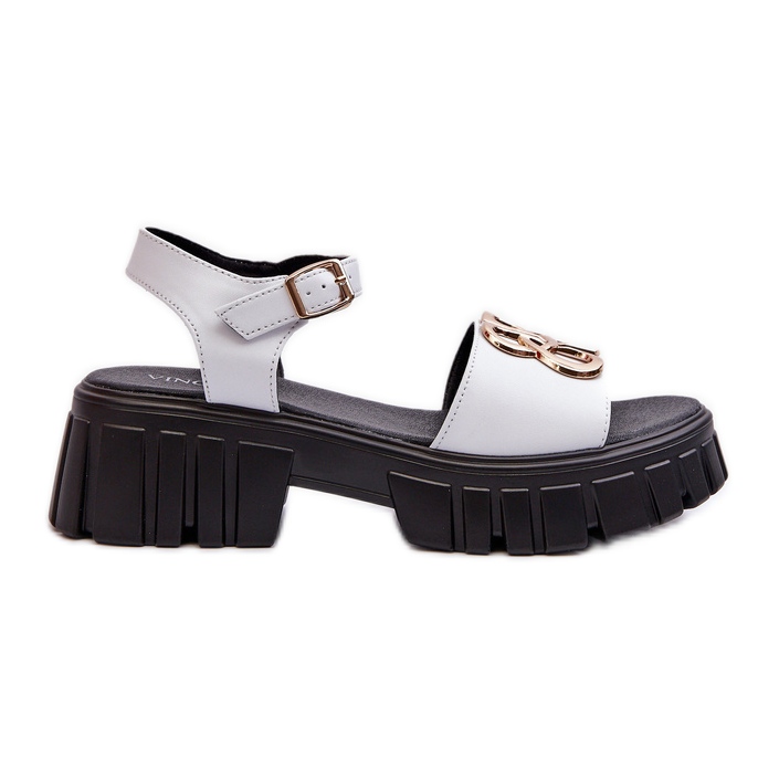 Sandali Da Donna In Pelle Con Decoro Oro, Bianco Vinceza 7910 bianca