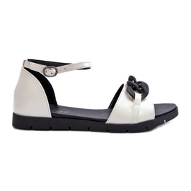 Sandali Bassi Da Donna Con Catena Vinceza 17320 Bianco