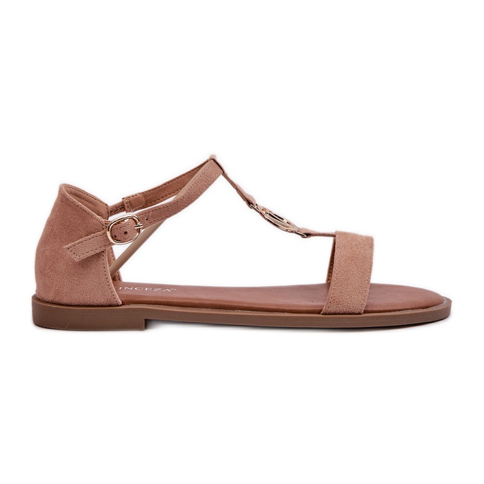 Sandali Bassi Da Donna Con Decoro Oro Vinceza 17321 Beige