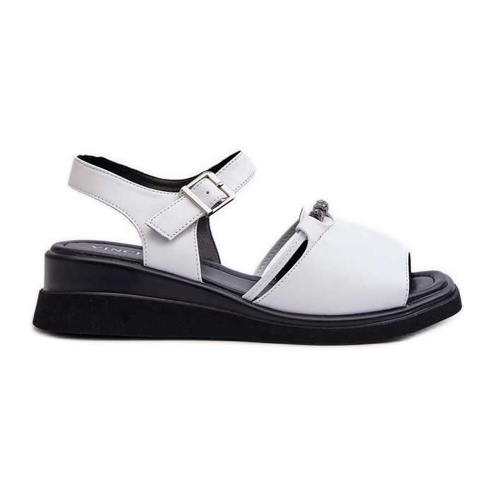 Sandali con Zeppa in Pelle da Donna Vinceza 66624 Bianco bianca