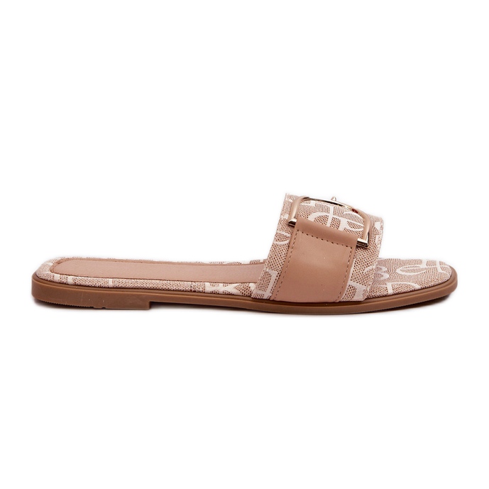 Infradito da donna lucide con decorazione sulla punta beige