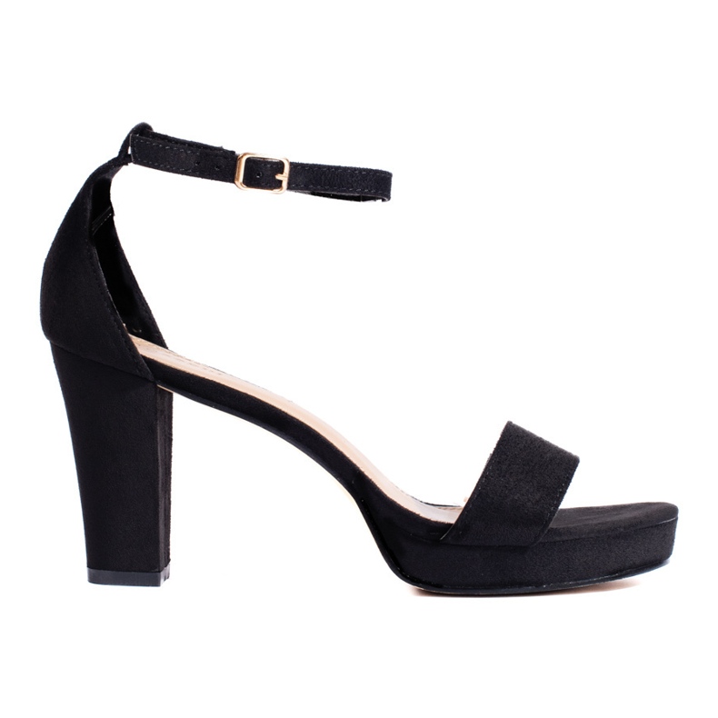 Sandali con tacco da donna in camoscio nero