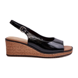 Sandali con zeppa in vernice da donna Sergio Leone SK301 Neri nero