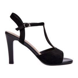 Sandali Da Donna Con Tacco Alto Con Cinturini Decorati Sergio Leone SK924 Nero
