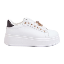 Sneakers Platform Da Donna Con Orsetto, Moanda Bianca bianco