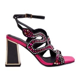 S.Barski Sandali da Donna Decorati con Tacco Alto D&amp;A CR952 Nero