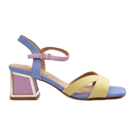 S.Barski Sandali con tacco alto da donna pastello D&amp;A CR482 Giallo