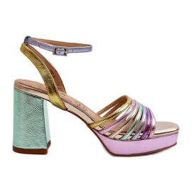 S.Barski Sandali da donna con tacco alto D&amp;A CR920 Multicolor viola