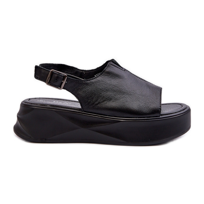 S.Barski Sandali in pelle da donna sulla piattaforma D&amp;A SJ2301-2 neri nero