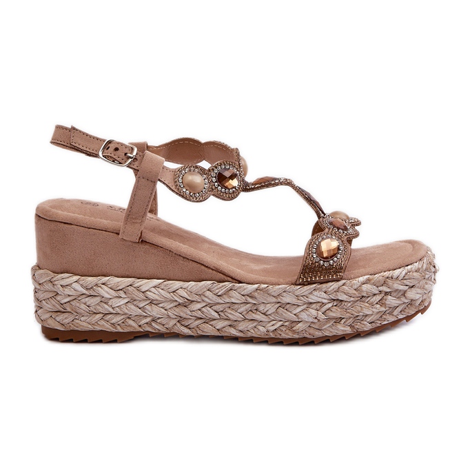 Sandali Con Zeppa Da Donna Con Treccia S.Barski MY291 Beige