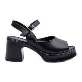 Sandali con tacco alto in pelle da donna Vinceza 66627 Nero