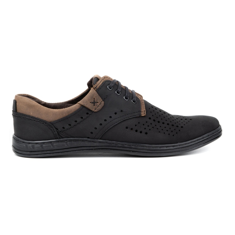 Polbut Scarpe in pelle da uomo 402 estive nere con marrone nero