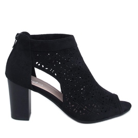 Stivaletti open toe traforati di Pierre Black nero