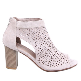 Stivaletti open toe Pierre Beige traforati