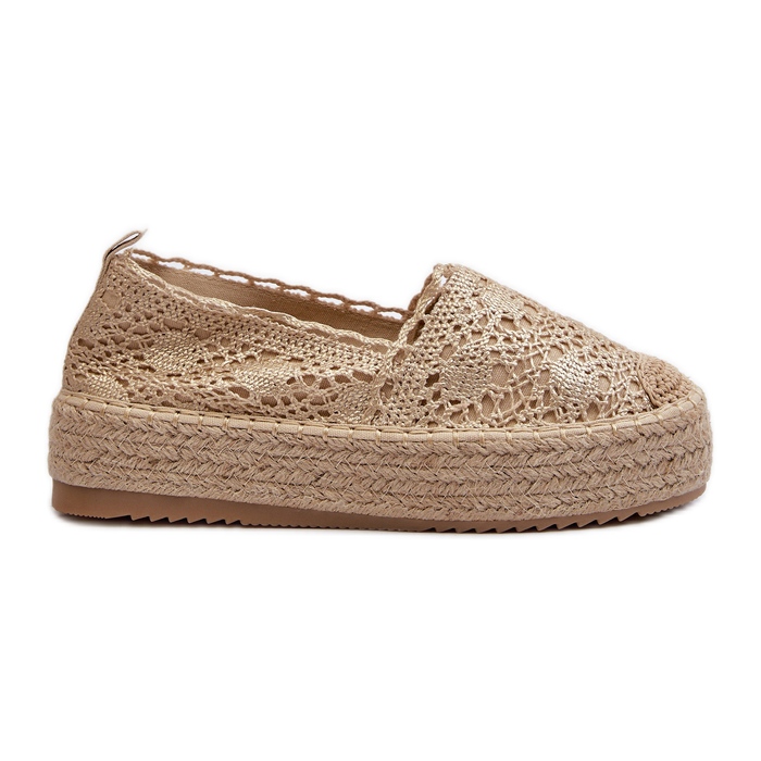 Espadrillas in pizzo da donna sulla piattaforma Elarose dorata d'oro