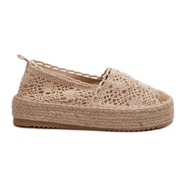 Espadrillas in pizzo da donna sulla piattaforma beige Elarose