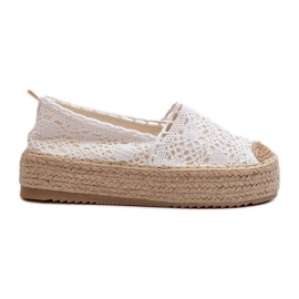 Espadrillas In Pizzo Da Donna Su Plateau Bianco Elarose