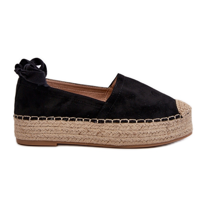 Espadrillas Da Donna Allacciate Su Plateau Con Treccia, Tailesse Nero