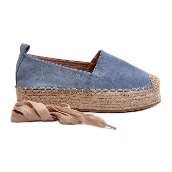 Espadrillas Da Donna Allacciate Su Plateau Con Treccia, Tailesse Blu