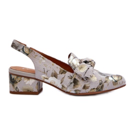 Sandali Da Donna In Pelle Con Tacco Basso Con Fiori Maciejka N6539-38 Verde