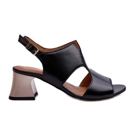 Sandali In Pelle Da Donna Con Tacco Alto Maciejka 06566-01 Nero