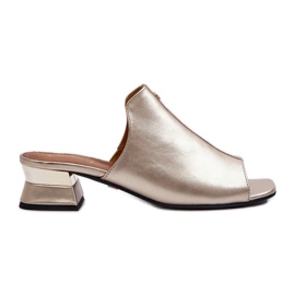 Infradito Eleganti da Donna in Pelle Naturale Con Tacco Basso Maciejka 06360-25 Oro d'oro