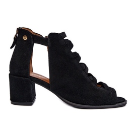 Sandali con Tacco Alto da Donna in Camoscio Maciejka 06456-01 Nero