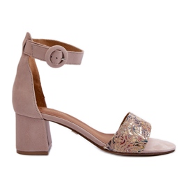 Sandali con tacco alto in pelle scamosciata Maciejka 04141-49 Beige