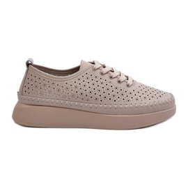 Sneakers in pelle sulla piattaforma S.Barski LR278 Beige