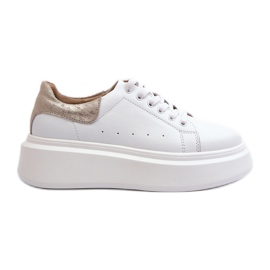 S.Barski Scarpe da ginnastica con plateau D&amp;A da donna LR568 bianche bianco