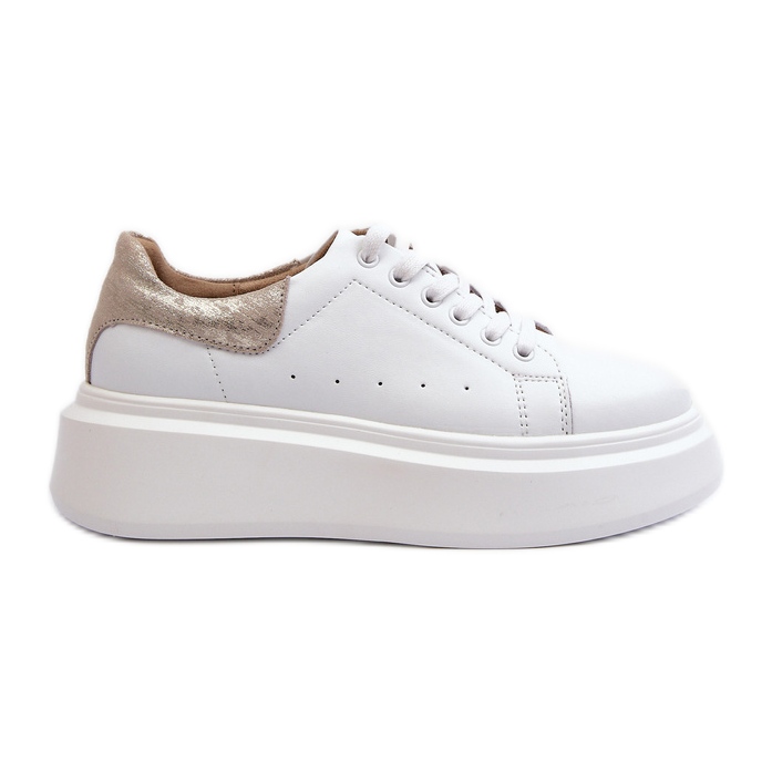 S.Barski Scarpe da ginnastica con plateau D&amp;A da donna LR568 bianche bianca