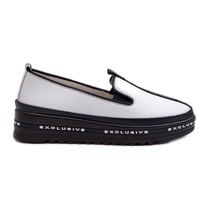 Scarpe in pelle da donna con piattaforma S.Barski LR260, bianche bianca