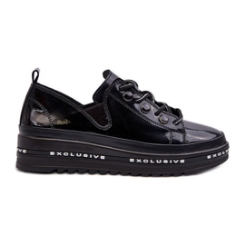 Scarpe Stringate da Donna con Plateau Pelle Naturale S.Barski LR620 Nere nero