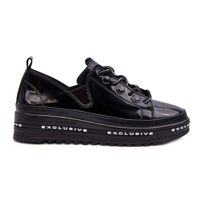 Scarpe Stringate da Donna con Plateau Pelle Naturale S.Barski LR620 Nere nero