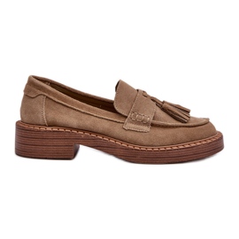 S.Barski Mocassini Da Donna In Camoscio Con Frange D&amp;A TW107 Marrone