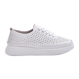 Sneakers in pelle sulla piattaforma S.Barski LR278 Bianco bianca