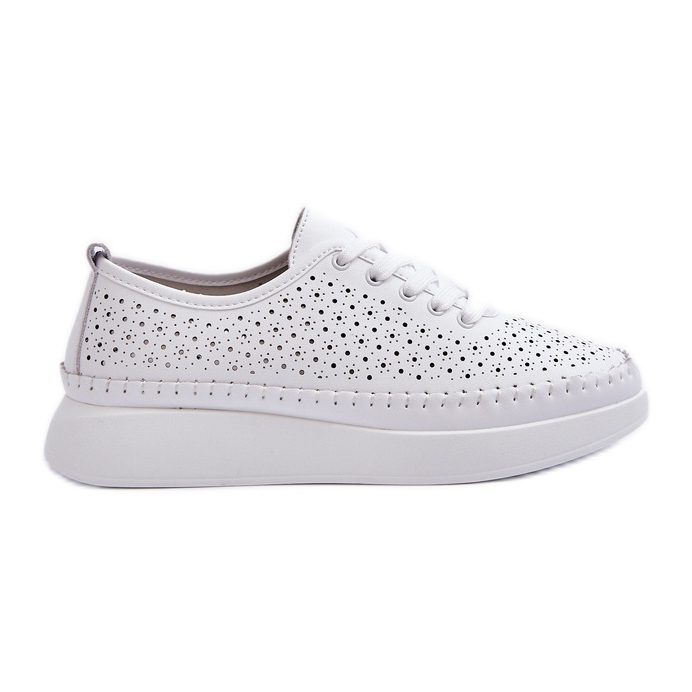 Sneakers in pelle sulla piattaforma S.Barski LR278 Bianco bianca