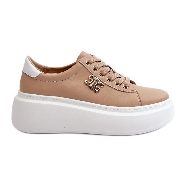 Sneakers da Donna in Pelle con Plateau Marrone Pernalia
