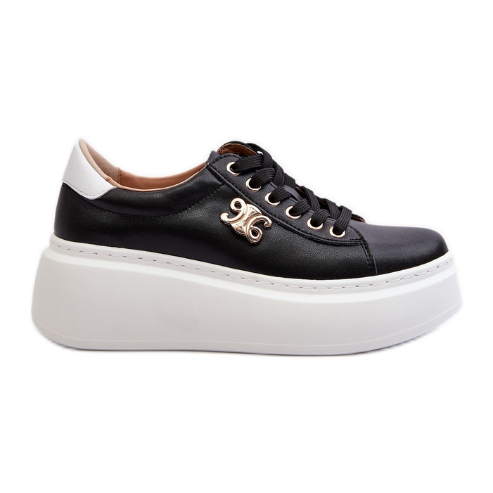 Sneakers da Donna in Pelle con Plateau Nero Pernalia