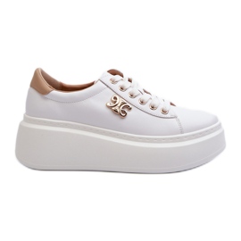 Sneakers da Donna in Pelle con Plateau, Pernalia Bianco