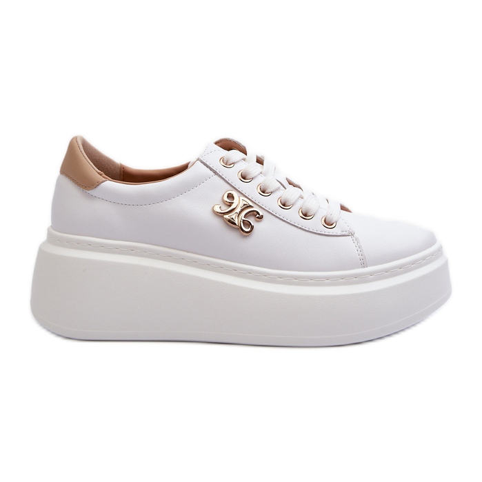 Sneakers da Donna in Pelle con Plateau, Pernalia Bianco bianca