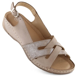 Comodi sandali da donna in pelle beige Helios 134.02.025