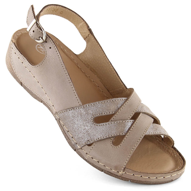 Comodi sandali da donna in pelle beige Helios 134.02.025