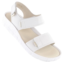 Comodi sandali da donna in pelle con velcro, bianchi Helios 136.188 bianco