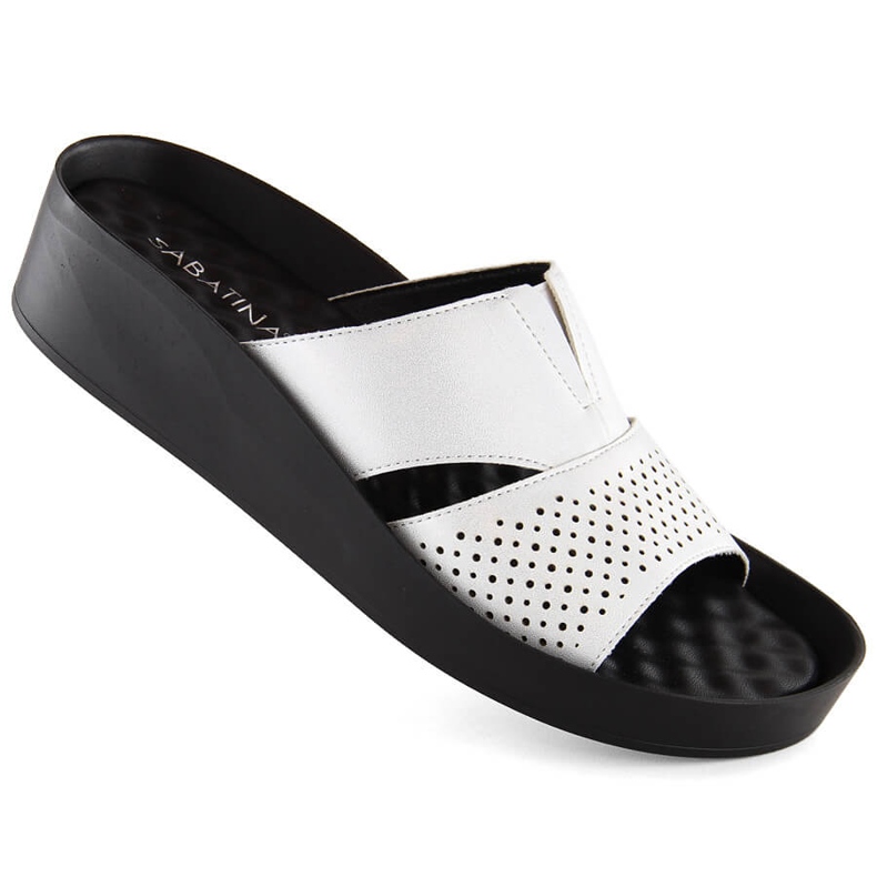 Infradito argento da donna con elastico, argento lucido, Sabatina 2318-4 d'argento