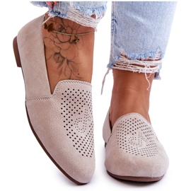 S.Barski Beige openwork in pelle scamosciata da donna