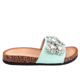 Emiles Pantofole in sughero verde con fiori