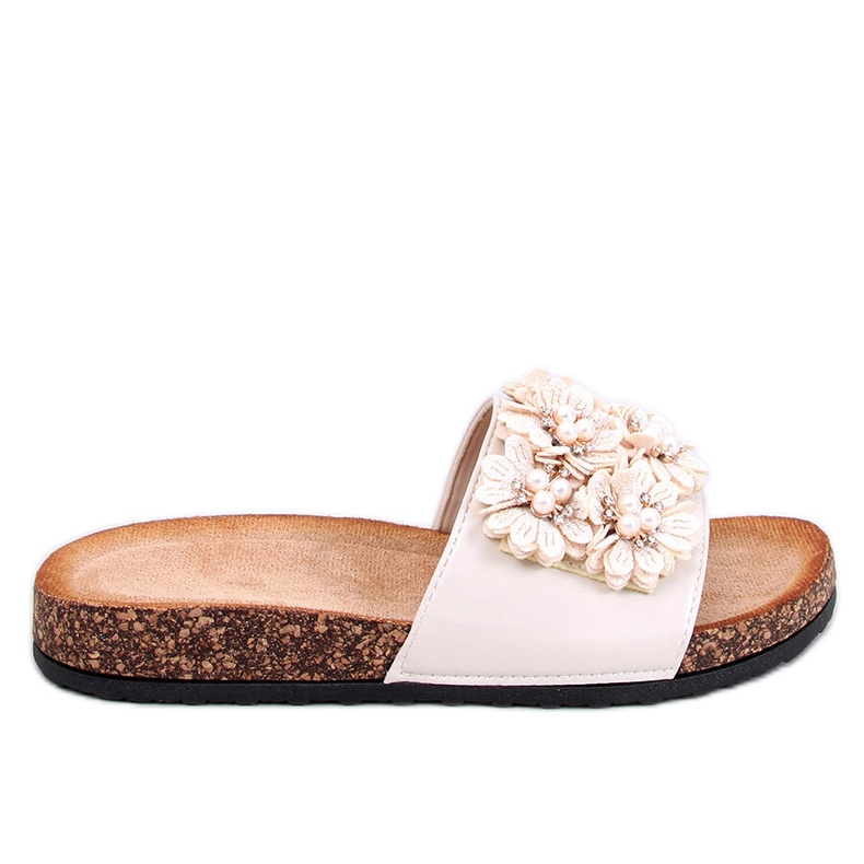 Emiles Pantofole in sughero beige con fiori