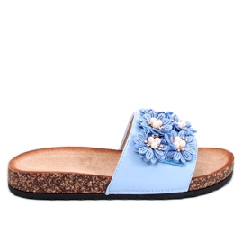 Emiles Pantofole in sughero blu con fiori