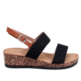 Wadoux Sandali con zeppa in sughero nero